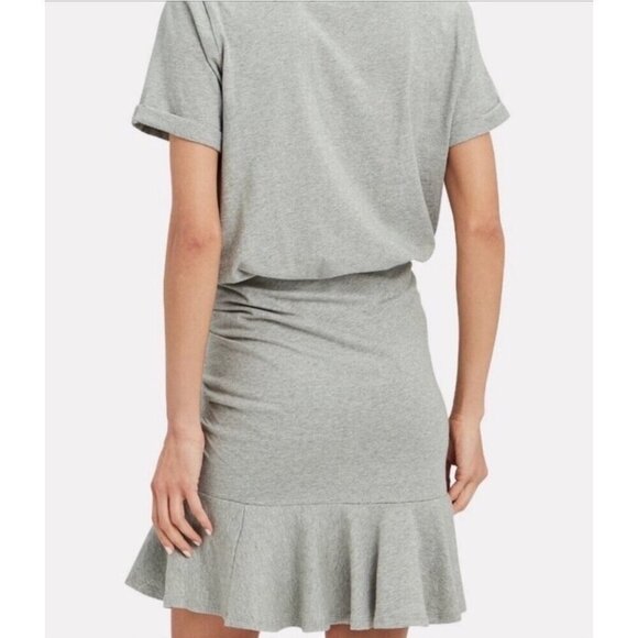 NWT Veronica Beard Jeans Pima Ruched W/ Flounce Dress Womens Grey Sz L - Picture 3 of 14